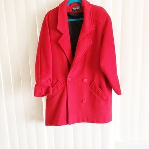 PORTRAIT Vintage Red 100% Wool Double Breasted Coat Size XL